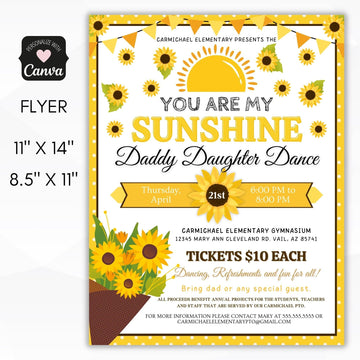 You are my sunshine daddy daughter dance flyers